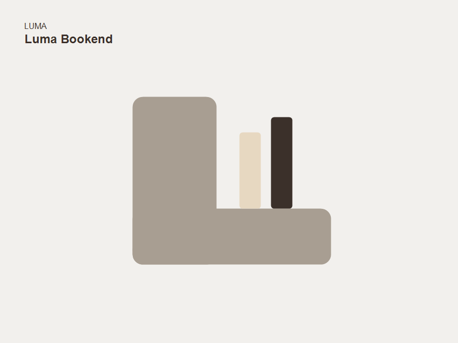 Warm taupe bookend with rounded architectural weight