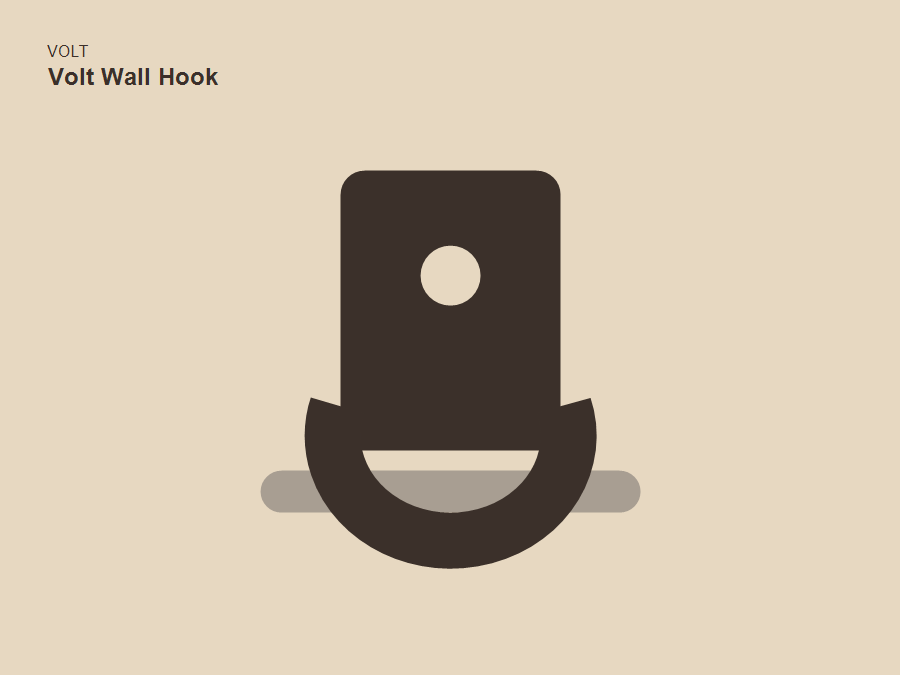 Dark wall hook with a compact angular silhouette